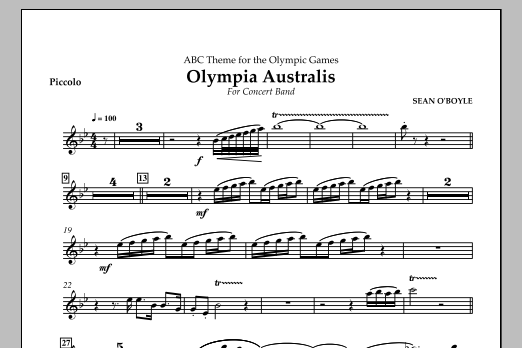 Sean O'Boyle Olympia Australis (Concert Band) - Piccolo sheet music notes and chords arranged for Concert Band