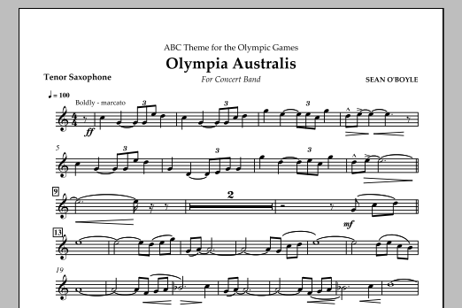 Sean O'Boyle Olympia Australis (Concert Band) - Tenor Saxophone sheet music notes and chords arranged for Concert Band