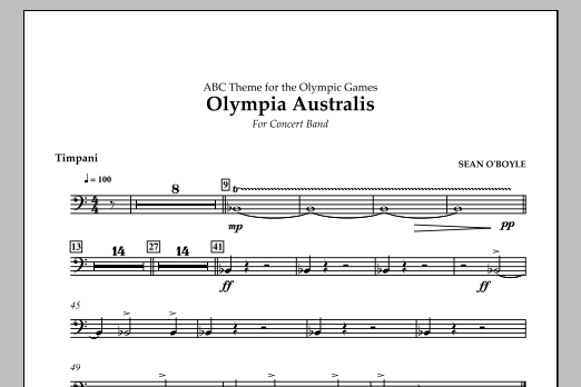 Sean O'Boyle Olympia Australis (Concert Band) - Timpani sheet music notes and chords arranged for Concert Band