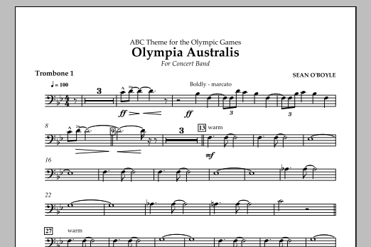 Sean O'Boyle Olympia Australis (Concert Band) - Trombone 1 sheet music notes and chords arranged for Concert Band