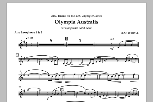 Sean O'Boyle Olympia Australis (Symphonic Wind Band) - Alto Sax 1,2 sheet music notes and chords arranged for Concert Band
