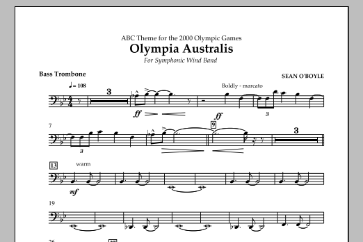 Sean O'Boyle Olympia Australis (Symphonic Wind Band) - Bass Trombone sheet music notes and chords arranged for Concert Band