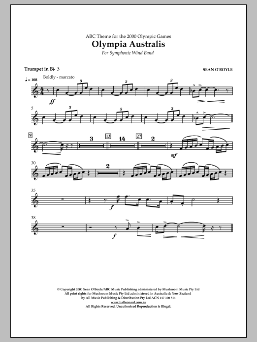 Sean O'Boyle Olympia Australis (Symphonic Wind Band) - Bb Trumpet 3 sheet music notes and chords arranged for Concert Band