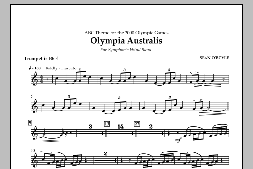 Sean O'Boyle Olympia Australis (Symphonic Wind Band) - Bb Trumpet 4 sheet music notes and chords arranged for Concert Band