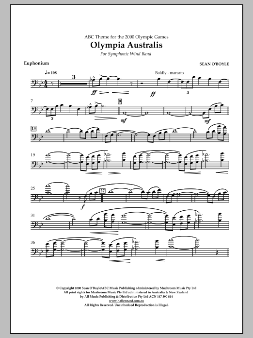 Sean O'Boyle Olympia Australis (Symphonic Wind Band) - Euphonium sheet music notes and chords arranged for Concert Band