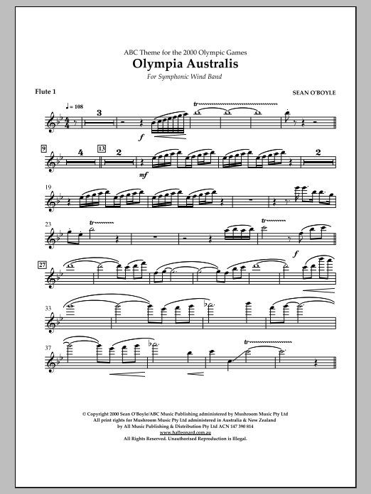 Sean O'Boyle Olympia Australis (Symphonic Wind Band) - Flute 1 sheet music notes and chords arranged for Concert Band