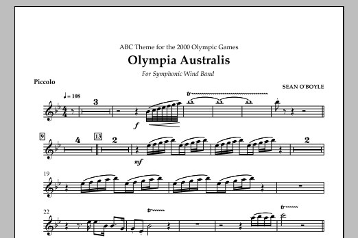 Sean O'Boyle Olympia Australis (Symphonic Wind Band) - Piccolo sheet music notes and chords arranged for Concert Band