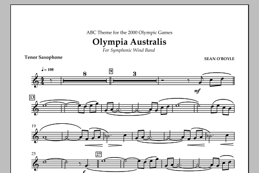 Sean O'Boyle Olympia Australis (Symphonic Wind Band) - Tenor Saxophone sheet music notes and chords arranged for Concert Band