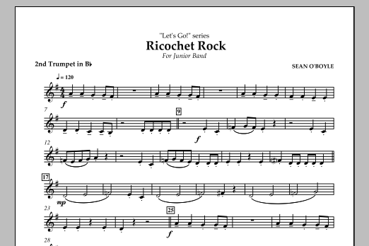 Sean O'Boyle Ricochet Rock - 2nd Trumpet in Bb sheet music notes and chords arranged for Concert Band