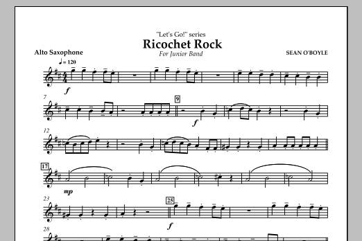 Sean O'Boyle Ricochet Rock - Alto Saxophone sheet music notes and chords arranged for Concert Band