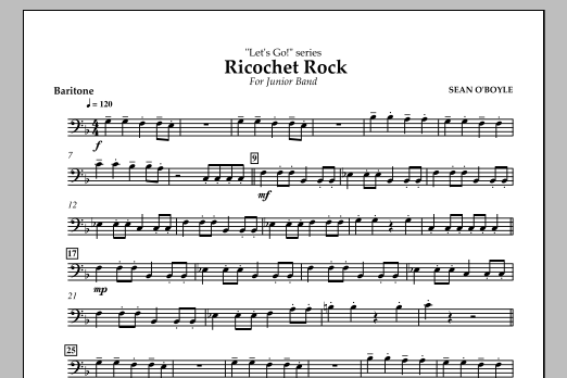 Sean O'Boyle Ricochet Rock - Baritone sheet music notes and chords arranged for Concert Band