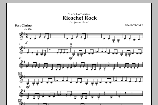 Sean O'Boyle Ricochet Rock - Bass Clarinet sheet music notes and chords arranged for Concert Band