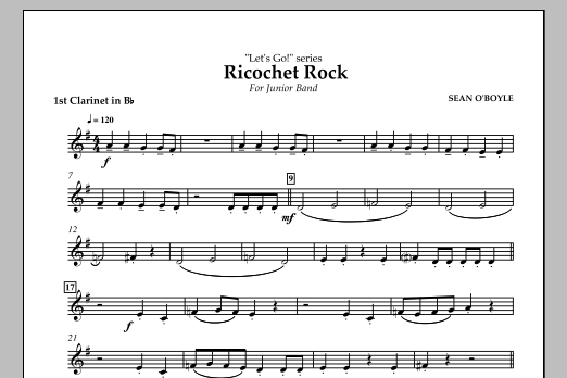 Sean O'Boyle Ricochet Rock - Bb Clarinet 1 sheet music notes and chords arranged for Concert Band