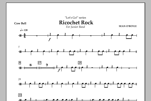 Sean O'Boyle Ricochet Rock - Cowbell sheet music notes and chords arranged for Concert Band