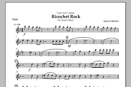 Sean O'Boyle Ricochet Rock - Flute sheet music notes and chords arranged for Concert Band