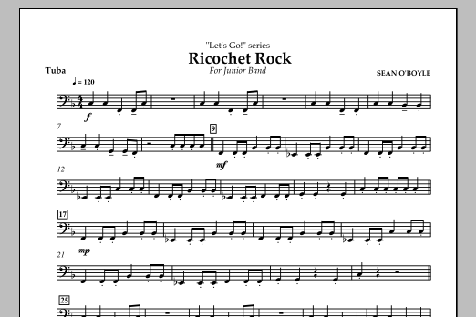 Sean O'Boyle Ricochet Rock - Tuba sheet music notes and chords arranged for Concert Band