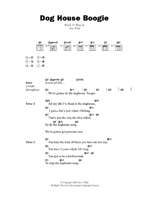 Seasick Steve Dog House Boogie sheet music notes and chords arranged for Guitar Chords/Lyrics