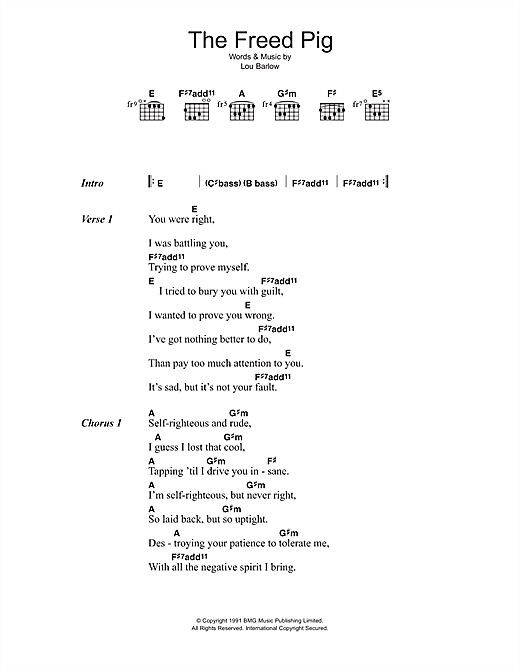 Sebadoh The Freed Pig sheet music notes and chords arranged for Guitar Chords/Lyrics