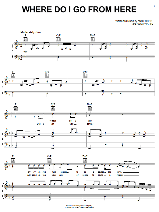 Sebastian Mego Where Do I Go From Here sheet music notes and chords arranged for Piano, Vocal & Guitar Chords (Right-Hand Melody)