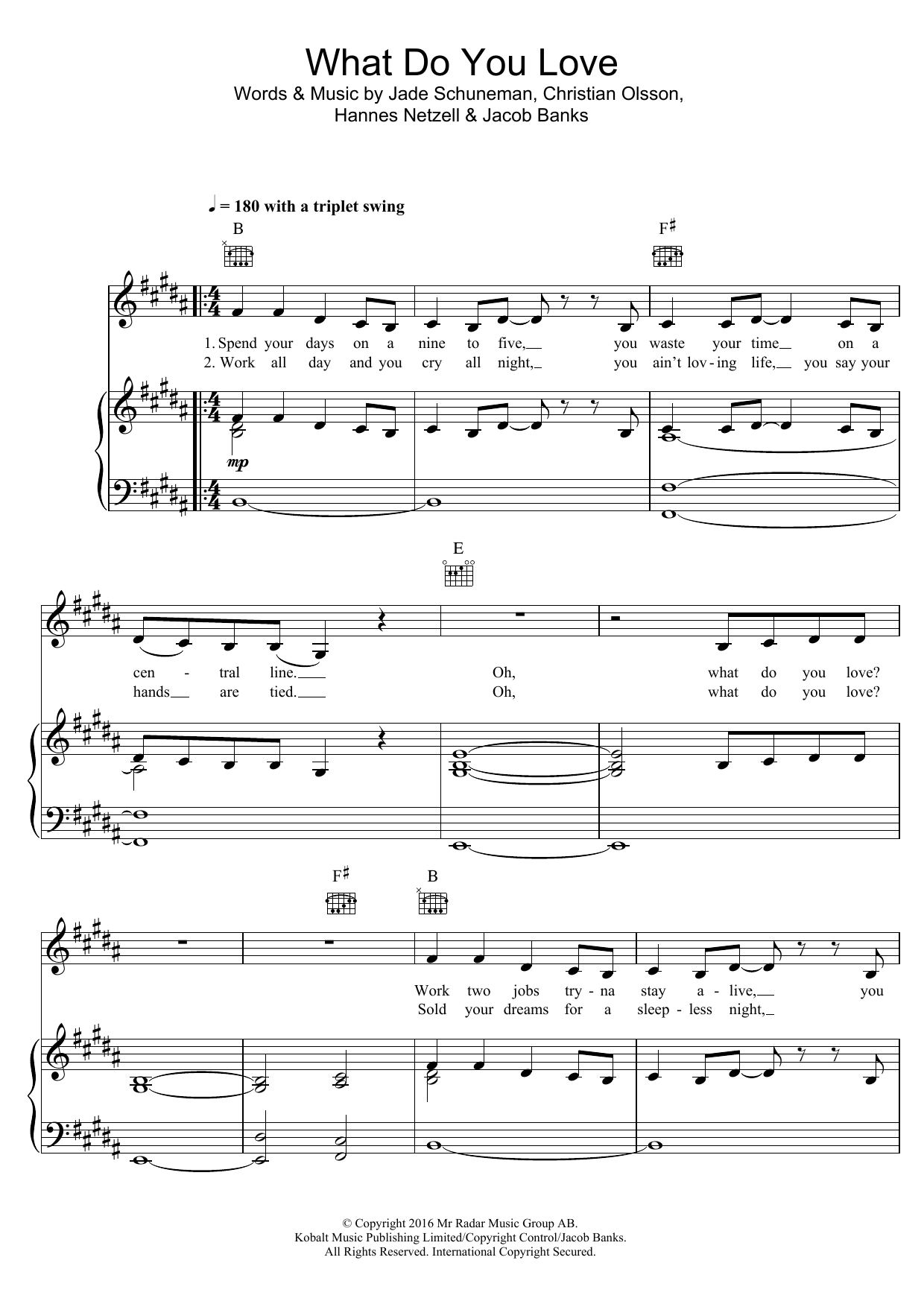 Seeb What Do You Love (featuring Jacob Banks) sheet music notes and chords arranged for Piano, Vocal & Guitar Chords
