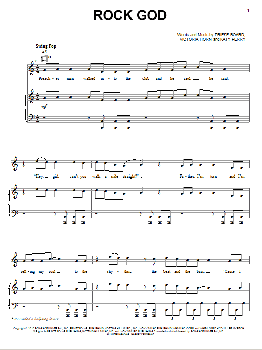 Selena Gomez & The Scene Rock God sheet music notes and chords arranged for Piano, Vocal & Guitar Chords (Right-Hand Melody)