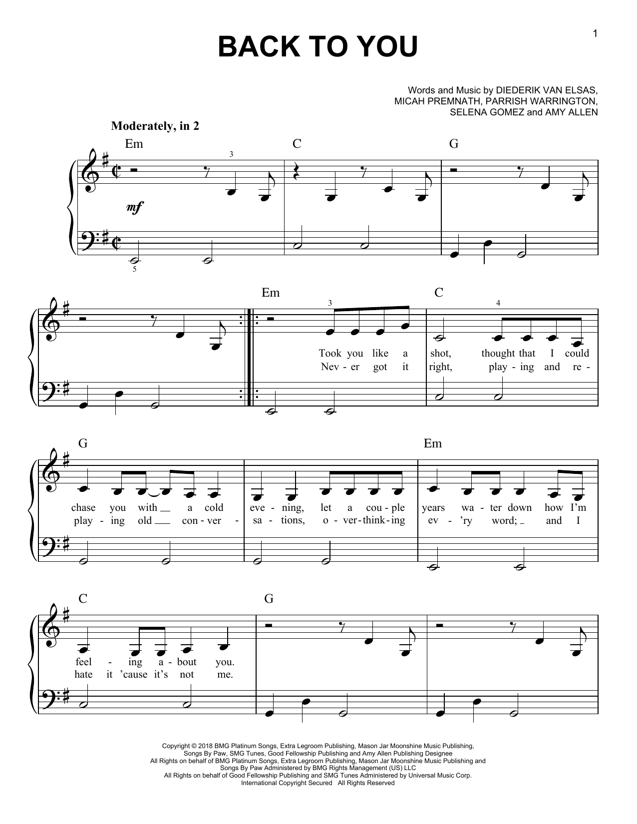 Selena Gomez Back To You (from 13 Reasons Why) sheet music notes and chords arranged for Ukulele