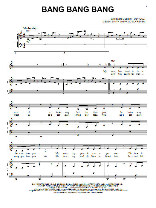 Selena Gomez Bang Bang Bang sheet music notes and chords arranged for Piano, Vocal & Guitar Chords (Right-Hand Melody)