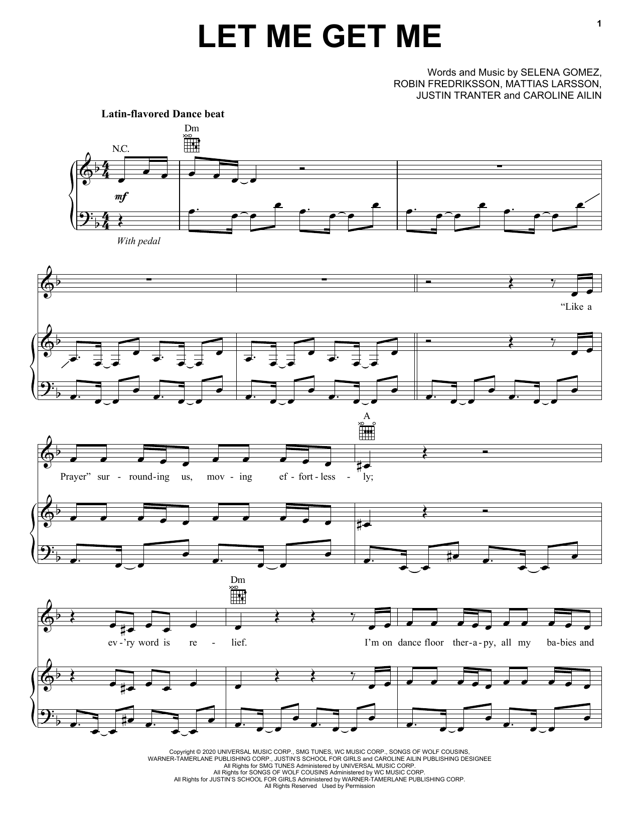 Selena Gomez Let Me Get Me sheet music notes and chords arranged for Piano, Vocal & Guitar Chords (Right-Hand Melody)