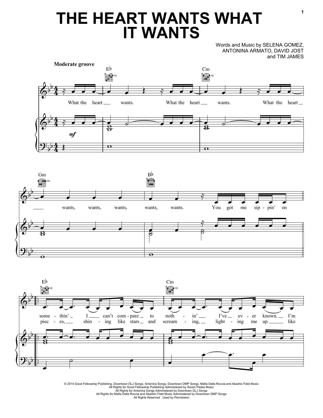 Selena Gomez The Heart Wants What It Wants sheet music notes and chords arranged for Piano, Vocal & Guitar Chords (Right-Hand Melody)