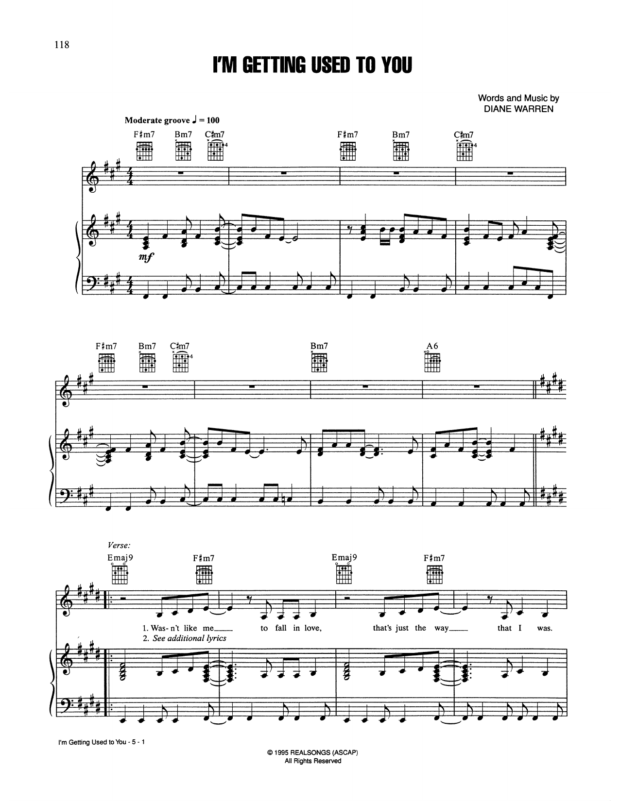 Selena I'm Getting Used To You sheet music notes and chords arranged for Piano, Vocal & Guitar Chords (Right-Hand Melody)