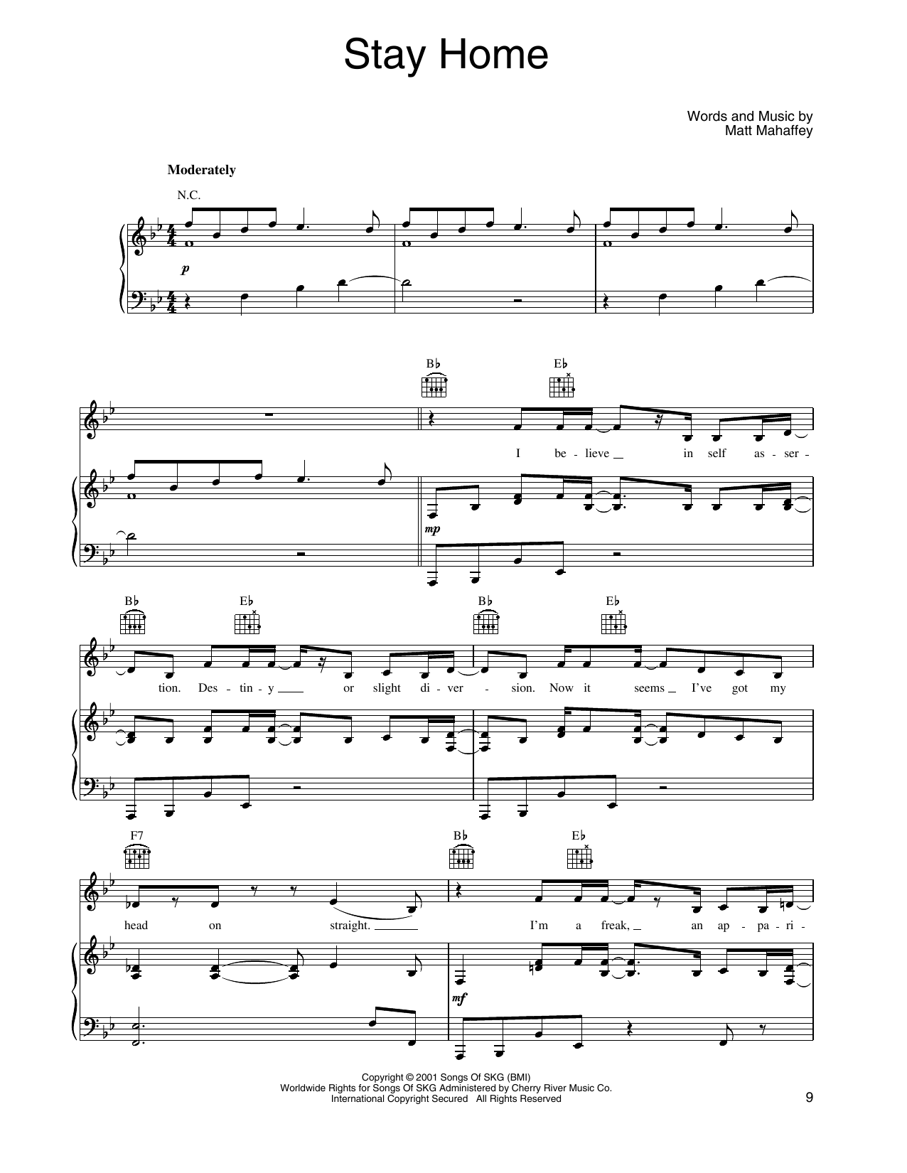 Self Stay Home (from Shrek) sheet music notes and chords arranged for Piano, Vocal & Guitar Chords (Right-Hand Melody)