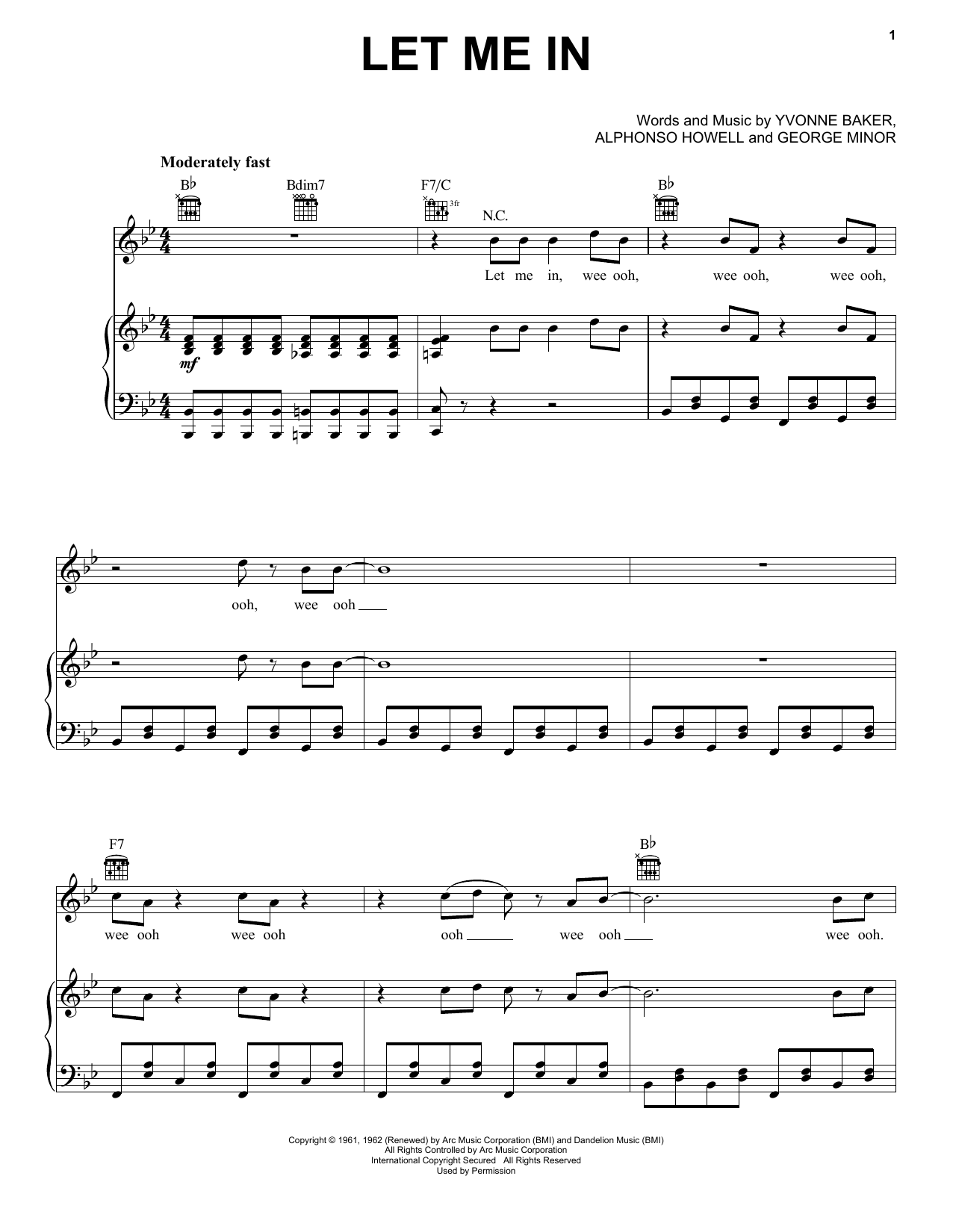 Sensations Let Me In sheet music notes and chords arranged for Piano, Vocal & Guitar Chords (Right-Hand Melody)