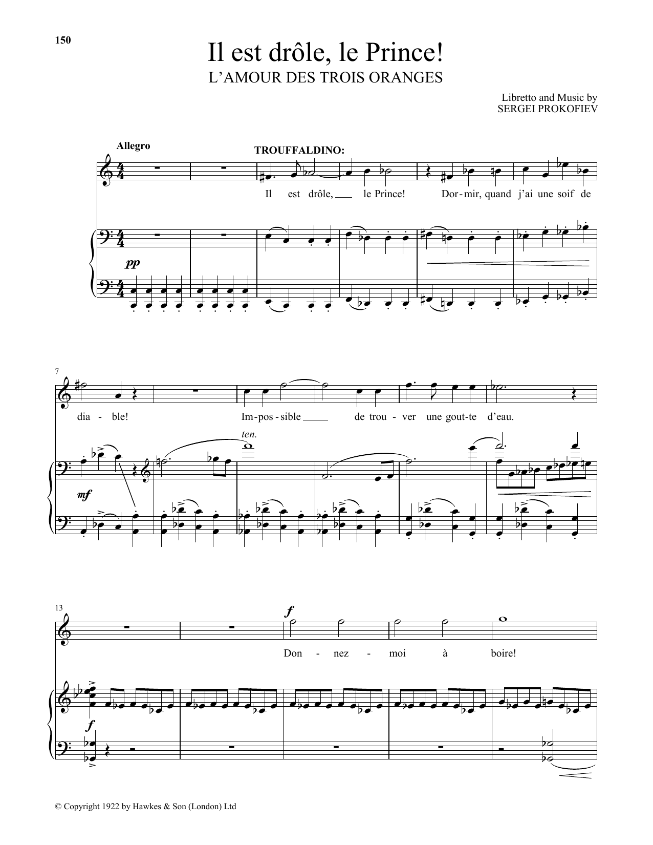 Sergei Prokofiev Il Est Drole, Le Prince! sheet music notes and chords arranged for Piano & Vocal