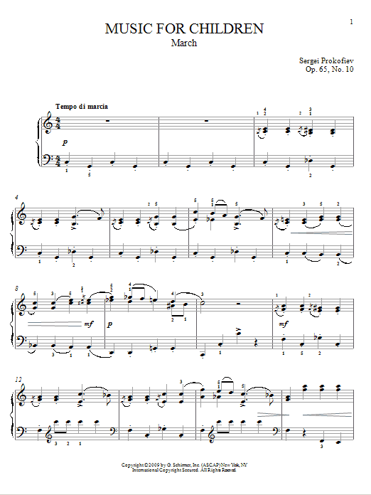 Sergei Prokofiev March sheet music notes and chords arranged for Piano Solo