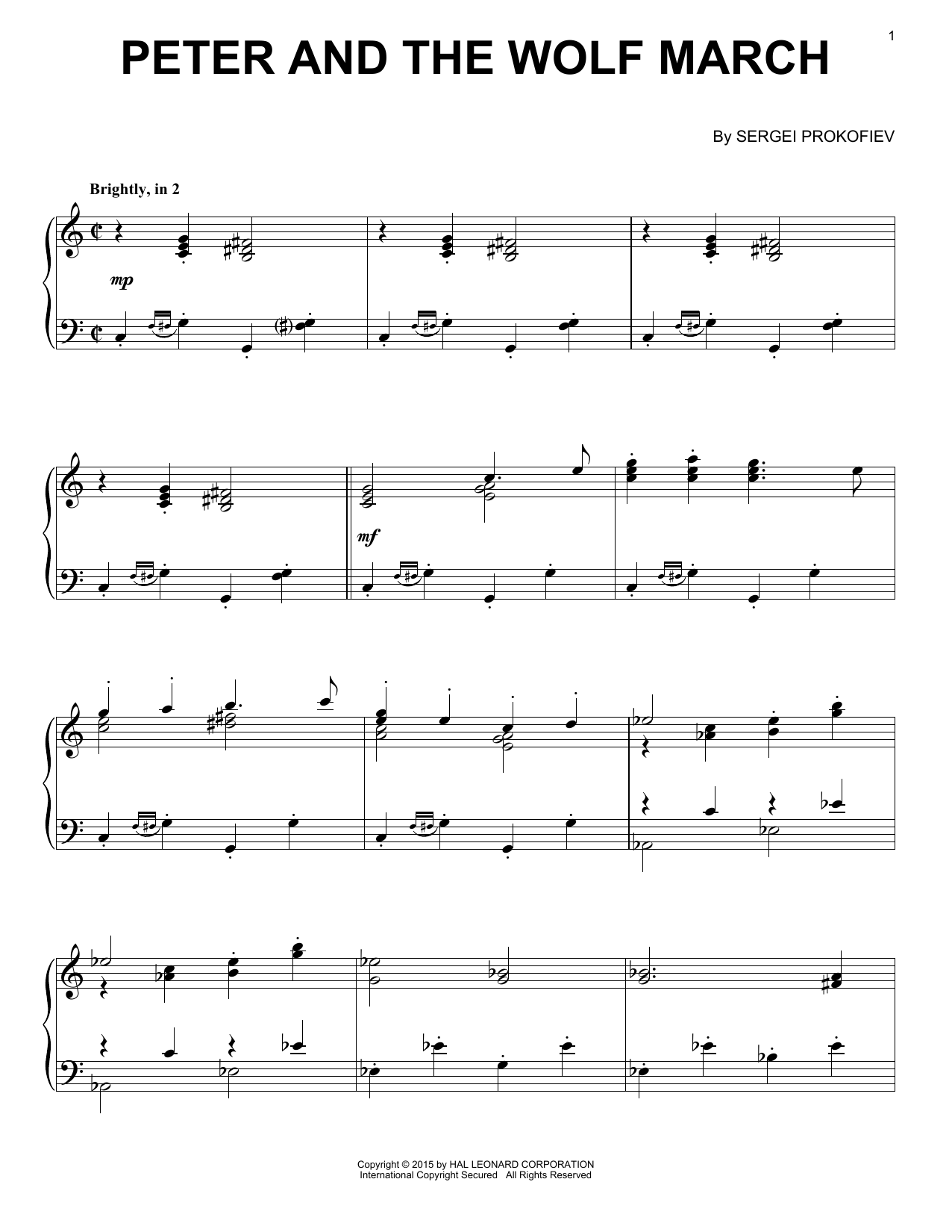 Sergei Prokofiev Peter And The Wolf March sheet music notes and chords arranged for Piano Solo