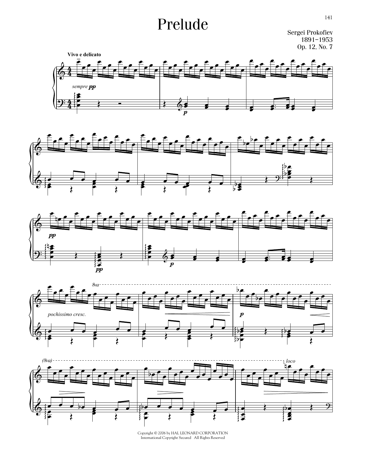 Sergei Prokofiev Prelude, Op. 12, No. 7 sheet music notes and chords arranged for Piano Solo
