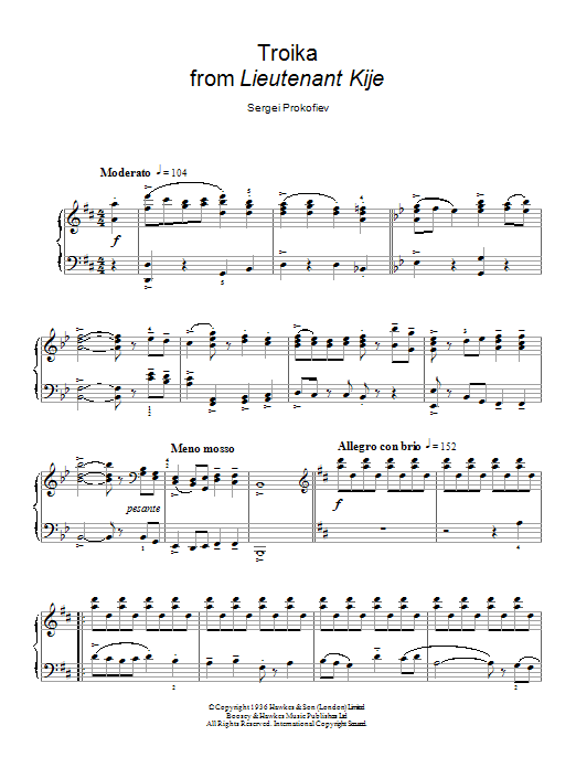 Sergei Prokofiev Troika sheet music notes and chords arranged for Piano Solo