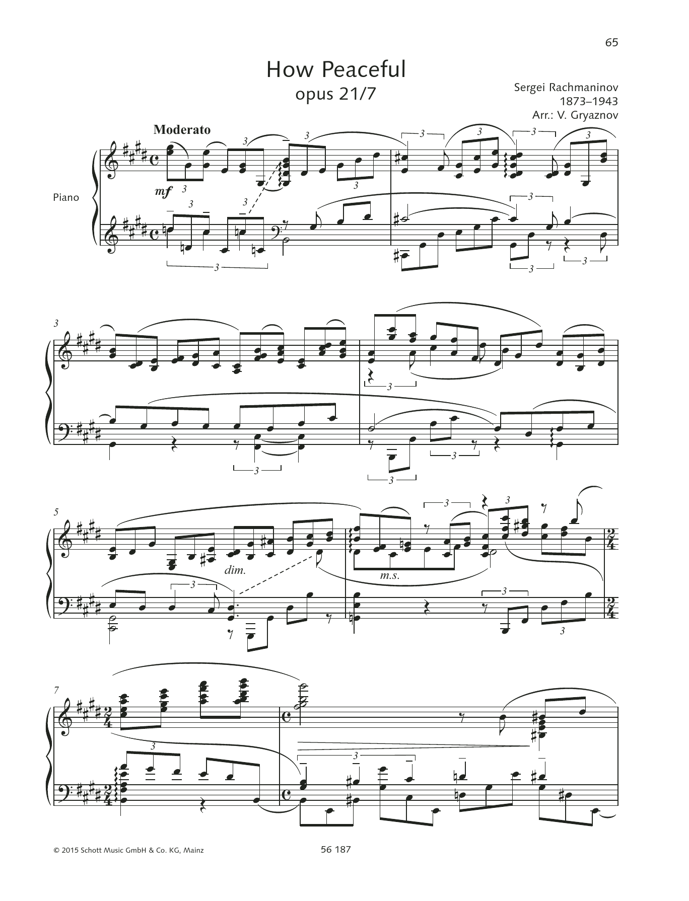 Sergei Rachmaninoff Hier ist es schön sheet music notes and chords arranged for Piano Solo