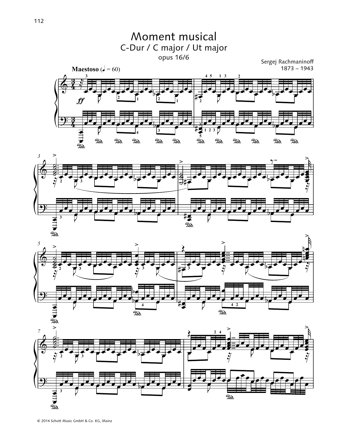 Sergei Rachmaninoff Moment Musical sheet music notes and chords arranged for Piano Solo