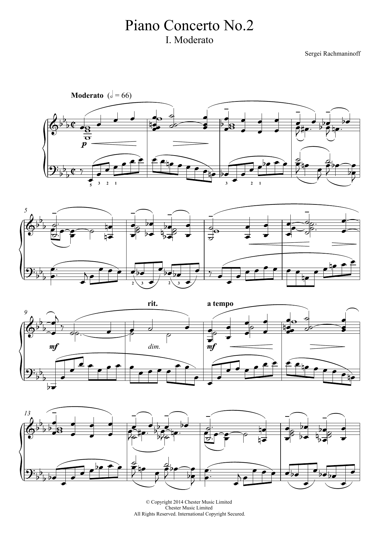 Sergei Rachmaninoff Piano Concerto No.2 - 1st Movement sheet music notes and chords arranged for Piano Solo