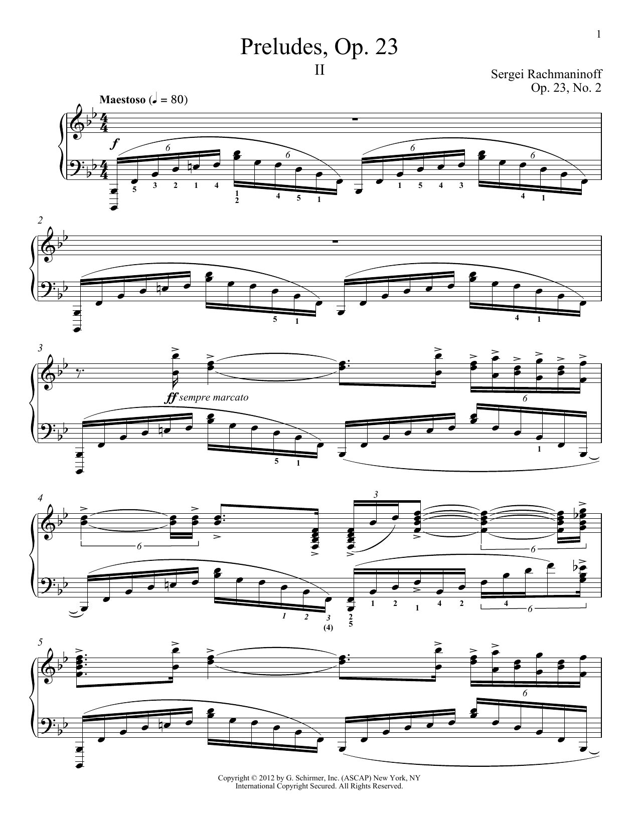 Sergei Rachmaninoff Prelude In B-Flat Major, Op. 23, No. 2 sheet music notes and chords arranged for Piano Solo