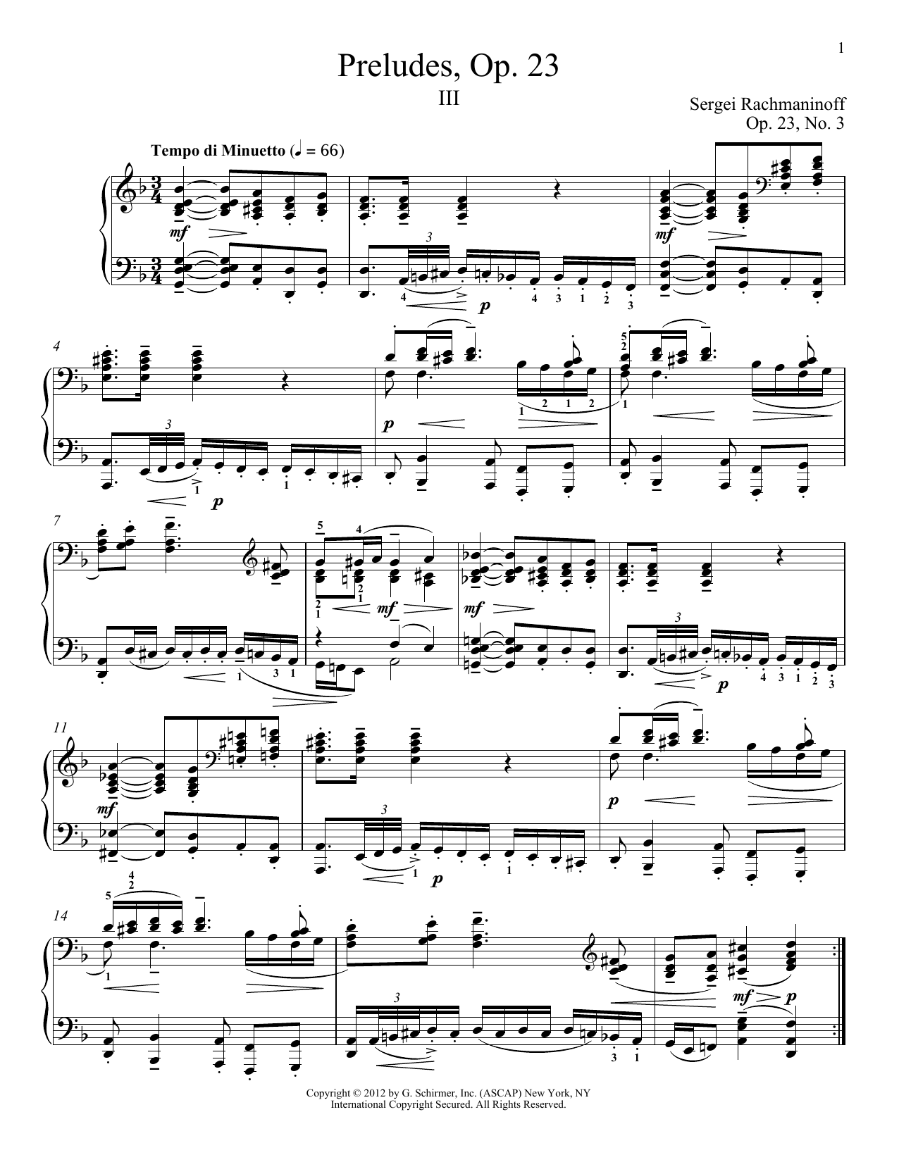 Sergei Rachmaninoff Prelude In D Minor, Op. 23, No. 3 sheet music notes and chords arranged for Piano Solo