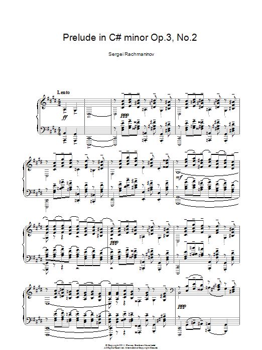 Sergei Rachmaninov Prelude In C# Minor Op.3 No.2 sheet music notes and chords arranged for Piano Solo