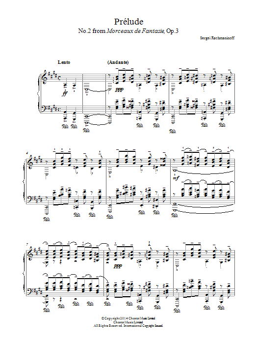 Sergei Rachmaninov Prelude (No.2 from Morceaux de Fantasie, Op.3) sheet music notes and chords arranged for Piano Solo