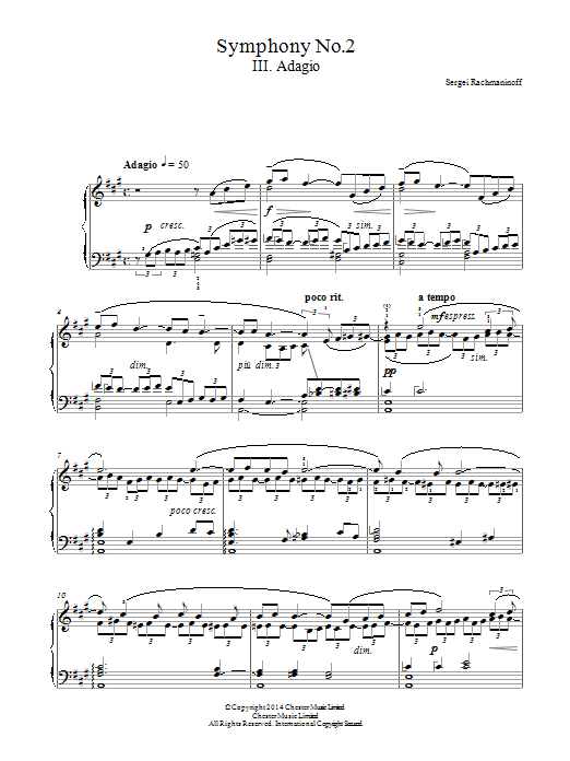 Sergei Rachmaninov Symphony No.2 - 3rd Movement sheet music notes and chords arranged for Piano Solo