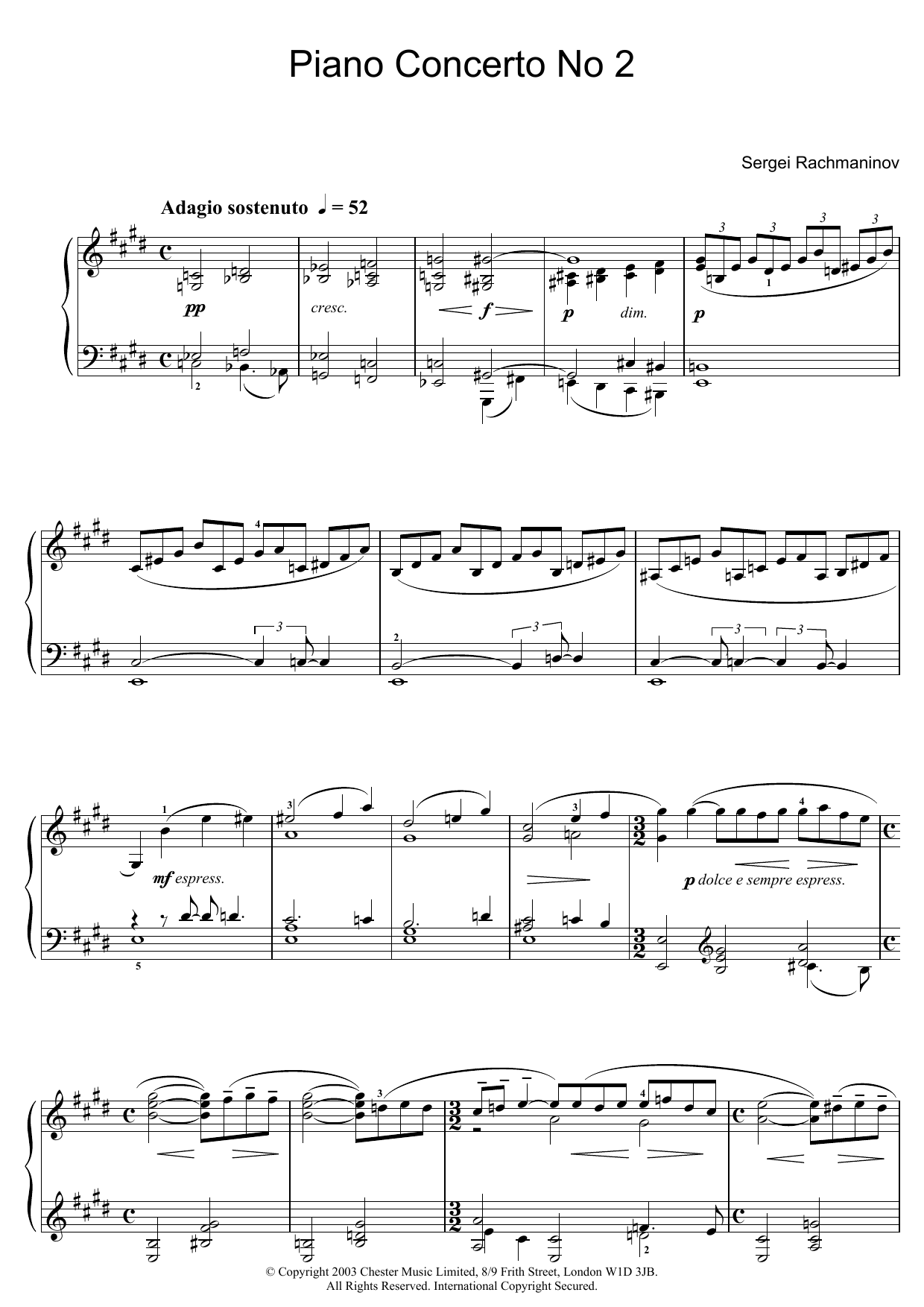 Sergei Rachmaninoff Piano Concerto No. 2 sheet music notes and chords. Download Printable PDF.