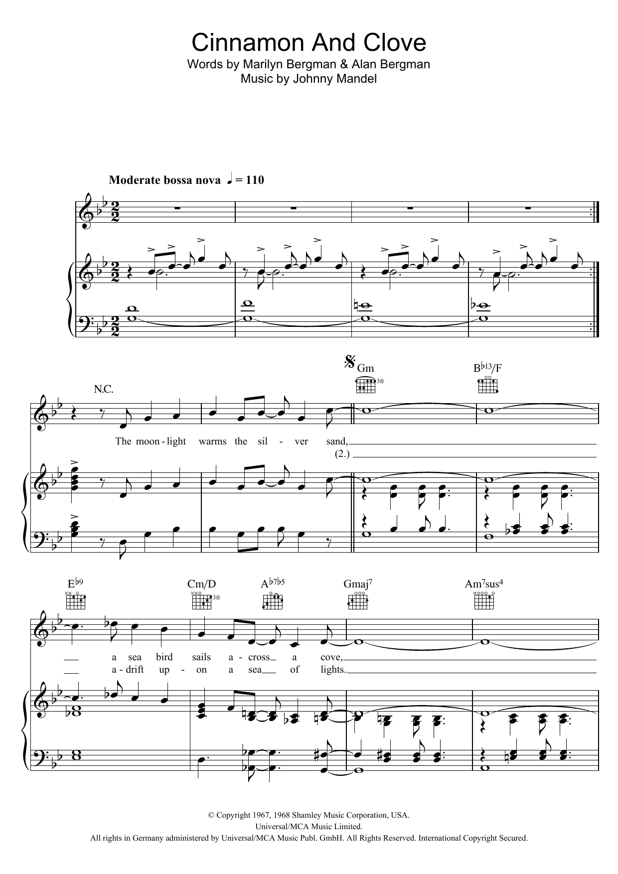 Sergio Mendes Cinnamon And Clove sheet music notes and chords arranged for Piano, Vocal & Guitar Chords