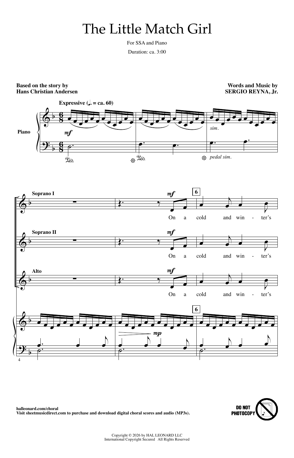 Sergio Reyna, Jr. The Little Match Girl sheet music notes and chords arranged for SSA Choir