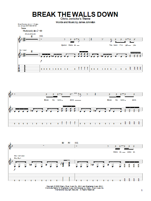 Sevendust Break The Walls Down sheet music notes and chords arranged for Guitar Tab