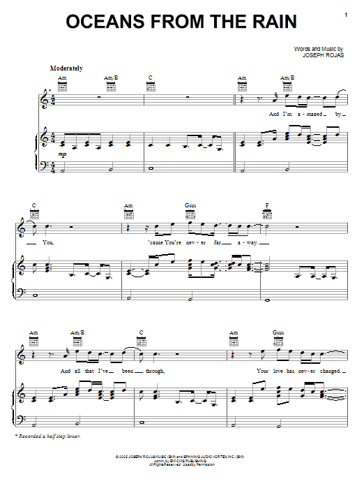 Seventh Day Slumber Oceans From The Rain sheet music notes and chords arranged for Piano, Vocal & Guitar Chords (Right-Hand Melody)